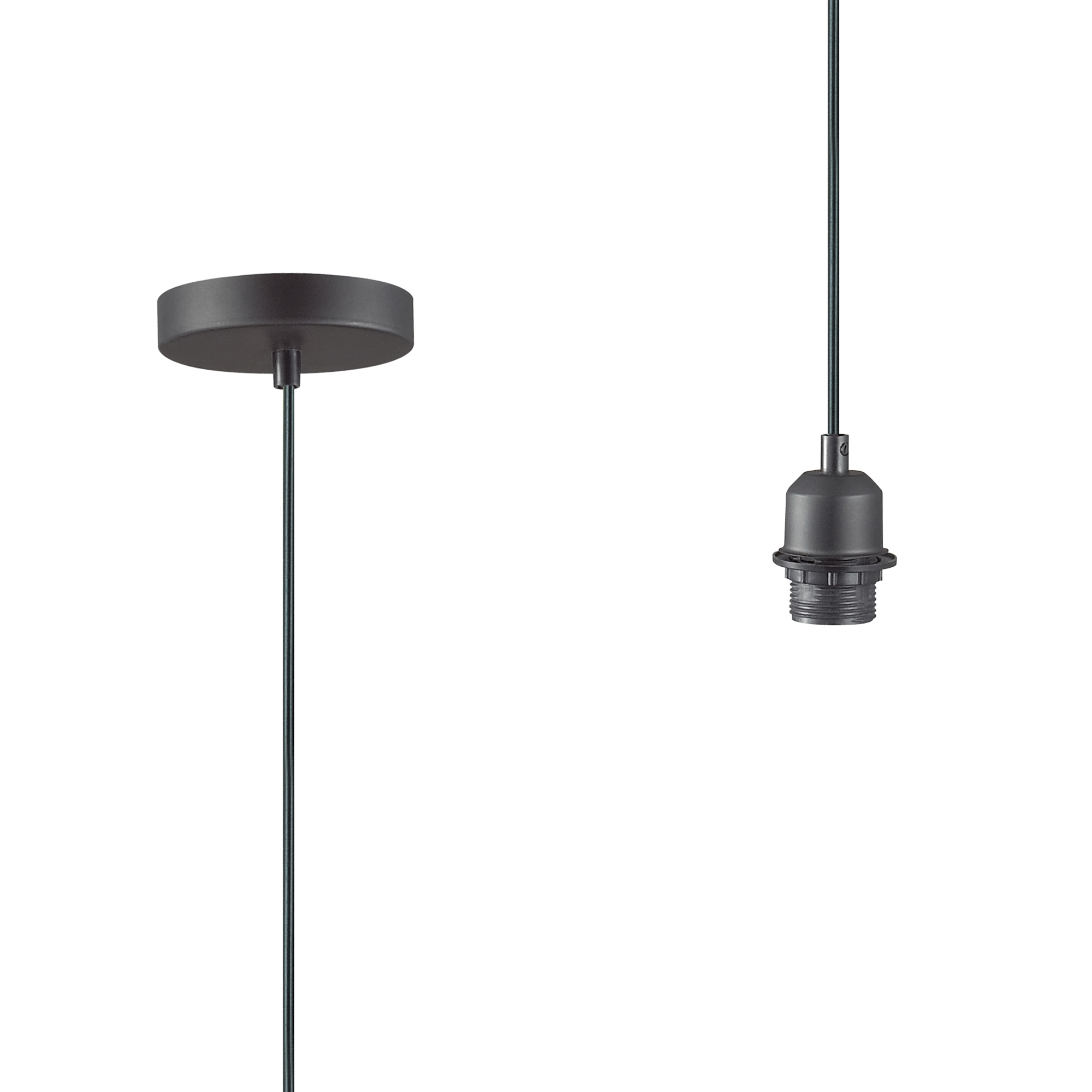 D0193  Dreifa 1.5m Single Pendant, 1 x E27, Black/Black Cable (Maximum Load 1.5kg)